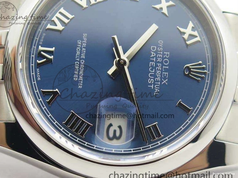 0201 DateJust 36mm SS 116200 ARF 1:1 Best Edition Blue Roman Dial On 904L SS Jubilee Bracelet SA GoodFit 3520